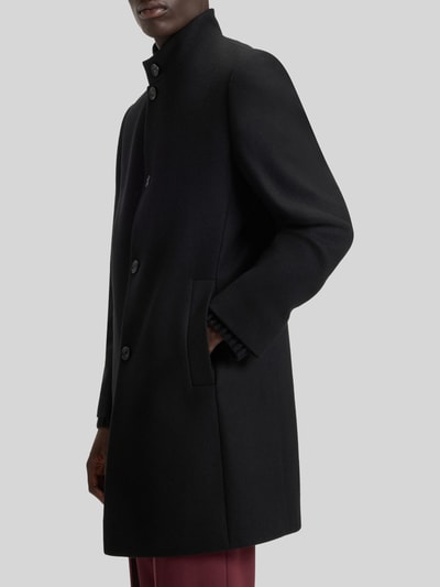 HUGO Regular fit lange wollen jas met opstaande kraag, model 'MINTRAX2541' Zwart - 6