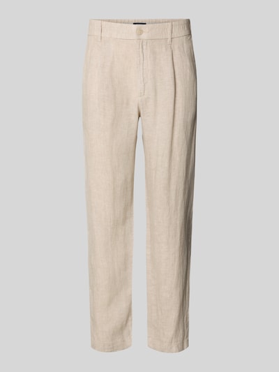 Productfoto, Tapered Fit Leinenhose mit Eingrifftaschen van MCNEAL, puur linnen, tapered fit, steekzakken, paspelzak aan achterzijde, beige kleur, fijne textuur