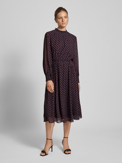 Jake*s Collection Midi-jurk met strikceintuur Donkerblauw - 4