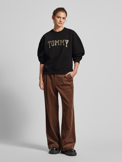 Tommy Jeans Sweatshirt mit Statement-Stitching und Rundhalsausschnitt Black 1