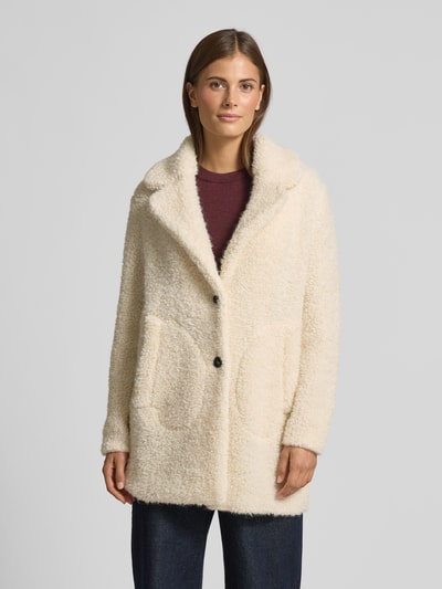 Marc Cain Loose Fit Teddy-Mantel mit Alpaka-Anteil Offwhite 4