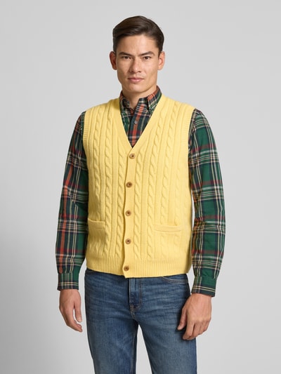 Polo Ralph Lauren Mouwloos vest van een mix van katoen en kasjmier met kabelpatroon Geel - 4