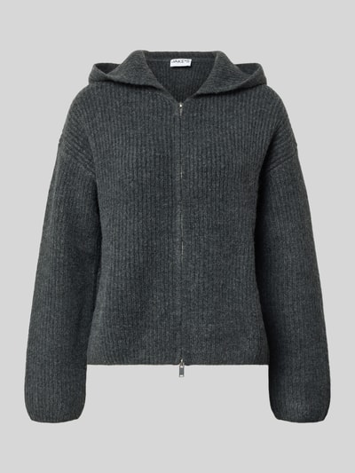 Jake*s Casual Kurtka z dzianiny z zamkiem błyskawicznym dwustronnym i kapturem Ciemnoszary melanż 2