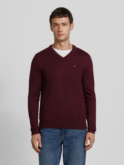 Tommy Hilfiger Regular fit pullover van een mix van katoen en kasjmier Bordeaux - 4