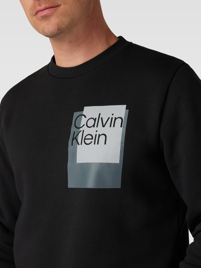 CK Calvin Klein Sweatshirt met labelprint, model 'OVERLAY BOX' Zwart - 3