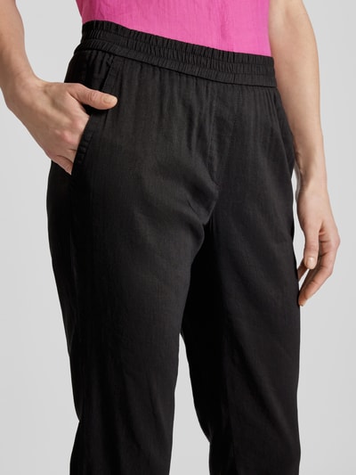 Marc Cain Tapered Fit Leinenhose mit elastischem Bund Black 3