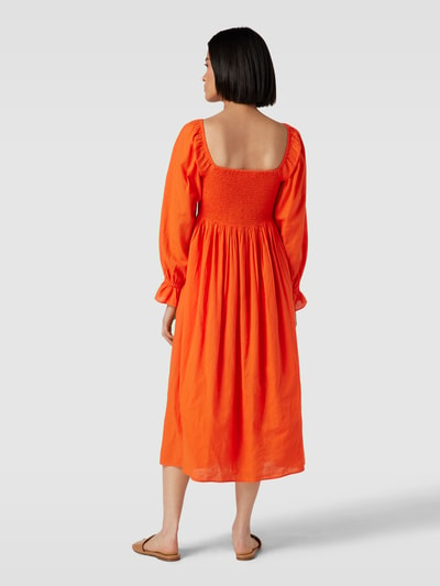 Jake*s Casual Midi-jurk met smokdetail Donkeroranje - 5