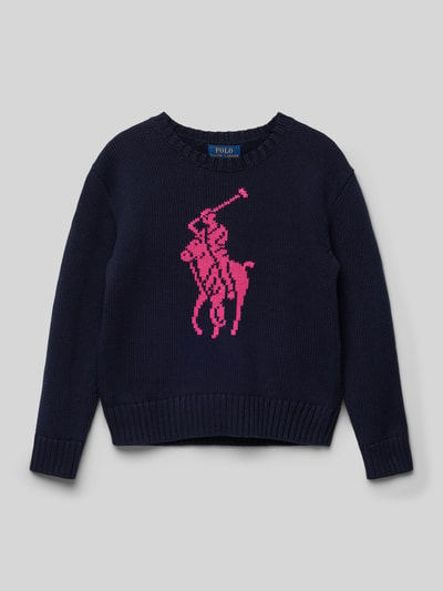 Polo Ralph Lauren Teens Sweter z dzianiny z prążkowanymi wykończeniami Granatowy 1