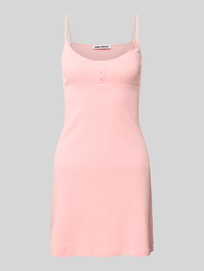 Review Minikleid mit kurzer Knopfleiste und Spaghettiträgern Rosa 2