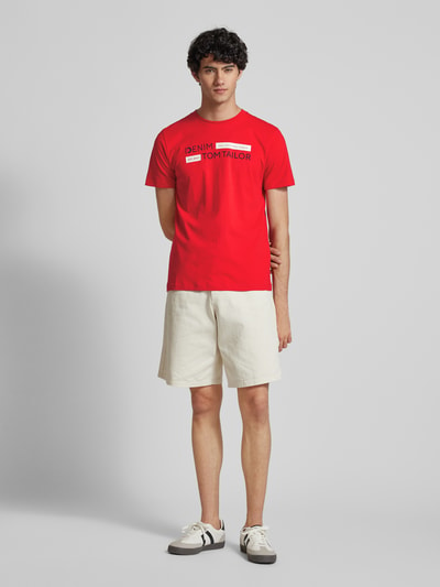 Tom Tailor Denim T-Shirt mit Label-Print Modell 'Type H' Rot 1