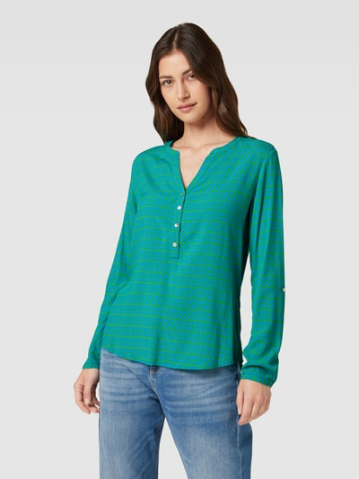 Montego Blouse met all-over motief Aquablauw - 4