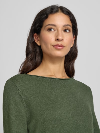 Christian Berg Woman Sweter z dzianiny z dekoltem w łódkę Oliwkowy melanż 3