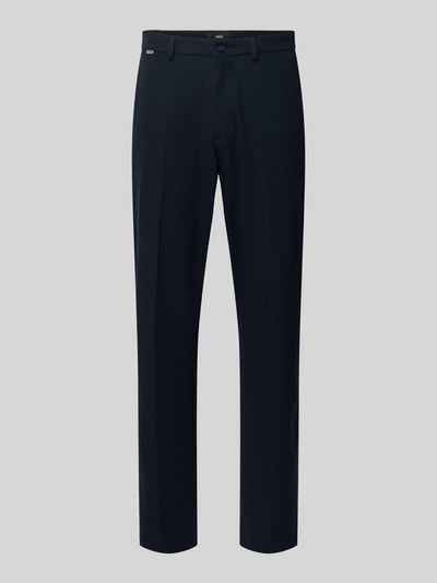 Produktfoto, spodnie Hose mit Label-Detail Modell 'LAZO' von CINQUE, mieszanka materiałów z dodatkiem wiskozy, krój slim fit, szerokość w rozmiarze 50: 40 cm, długość wewnętrzna nogawki 85 cm, kolor ciemny, gładka faktura