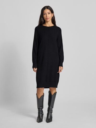 Christian Berg Woman Sukienka z dzianiny o długości do kolan z okrągłym dekoltem Czarny 4