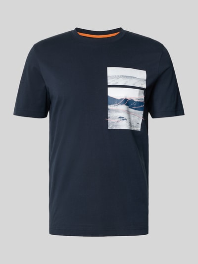 BOSS Orange T-shirt met motief- en labelprint, model 'Dune' Donkerblauw - 2