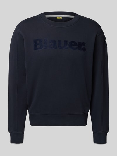 Blauer Usa Sweatshirt met labelprint, model 'Crosby' Marineblauw - 2