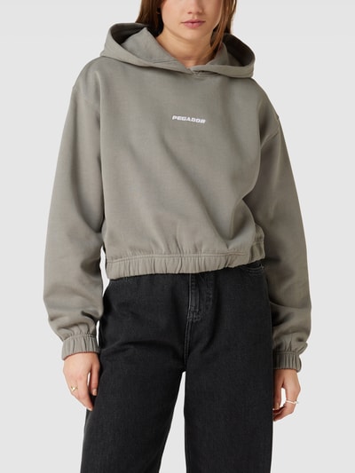 PEGADOR Oversized Hoodie mit Logo-Stitching Modell 'KIM' Mittelgrau 4