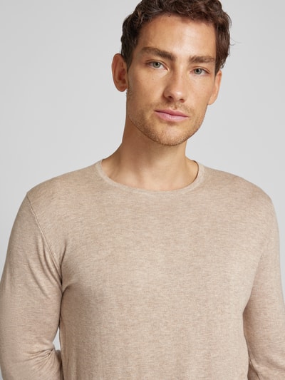 Christian Berg Men Strickpullover mit Rundhalsausschnitt Sand Melange 3