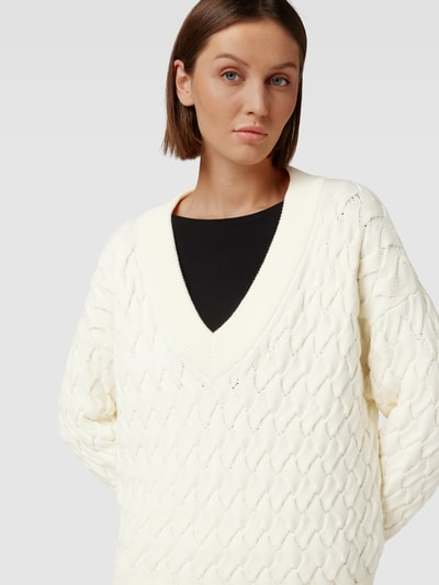 Gant Gebreide pullover met V-hals Ecru - 3