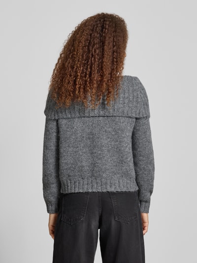 Only Regular fit gebreide pullover met wol, model 'SHINE' Middengrijs gemêleerd - 5