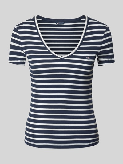 Tommy Jeans T-Shirt mit Label-Stitching Marine 1