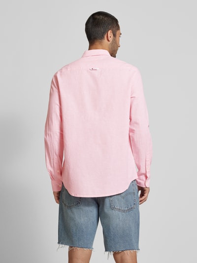 Tommy Jeans Freizeithemd aus Baumwoll-Leinen-Mix mit Label-Stitching Pink 2
