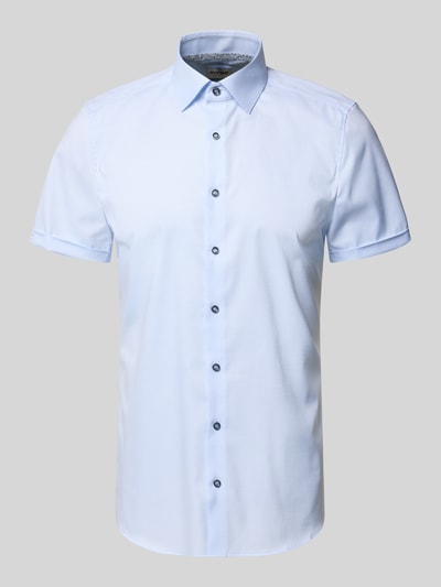 Produktfoto, Slim Fit Business-Hemd mit Kentkragen von OLYMP Level Five in Hellblau, Baumwoll-Elasthan-Mix, Knopfleiste, glatte Textur