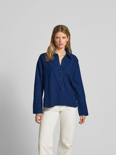 Closed Jeansbluse aus Leinen-Mix Marine 4