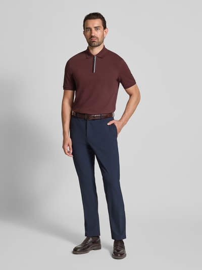 bugatti Regular Fit Poloshirt mit Reißverschluss Bordeaux 1