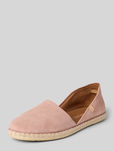 Productfoto, Espadrilles uit leer met label-patch model 'CARMEN' van Verbenas, afgeronde vorm, gestructureerde zool, hakhoogte 2 cm, schachthoogte 7 cm, schachtwijdte 5 cm, roze tinten, zachte textuur