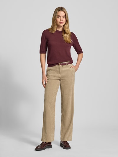 Christian Berg Woman Spodnie sztruksowe z prostą nogawką i fakturowanym wzorem Beżowy 1