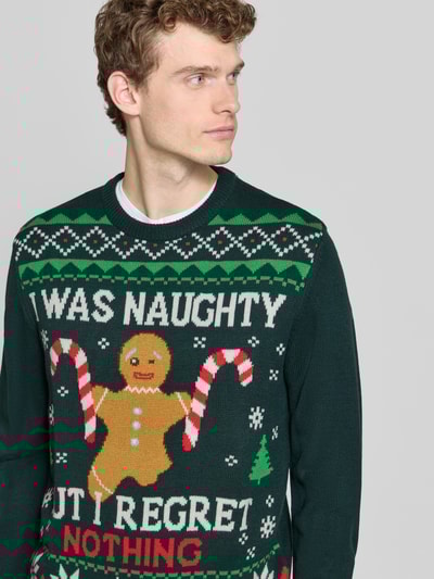 Montego Strickpullover mit gerippten Abschlüssen Dunkelgruen 3