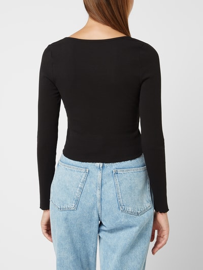 Review Cropped Longsleeve mit Rippenstruktur Black 5