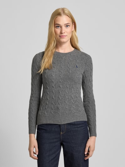 Polo Ralph Lauren Gebreide pullover van een mix van wol en kasjmier, model 'JULIANNA' Middengrijs gemêleerd - 4
