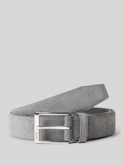 BOSS Riem van echt leer Donkergrijs - 1
