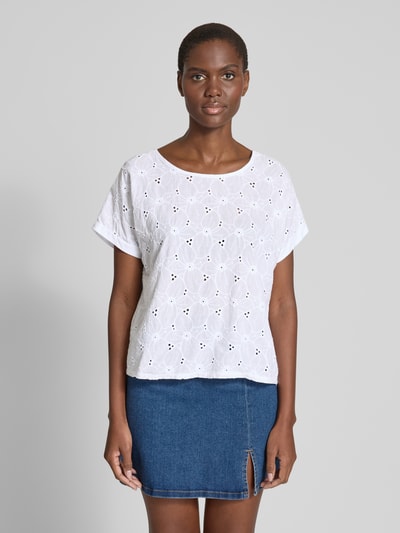 ZABAIONE T-shirt z fakturowanym wzorem Biały 4