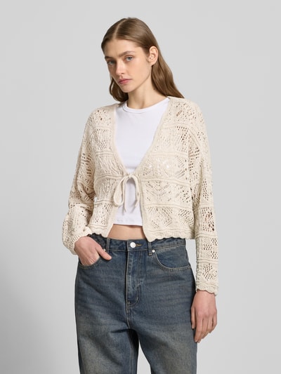 Only Cropped Strickjacke mit Lochstrickmuster Modell 'BEACH LIFE' Ecru 4