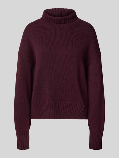 Lanius Oversized gebreide pullover van een mix van scheerwol en katoen Bordeaux - 2