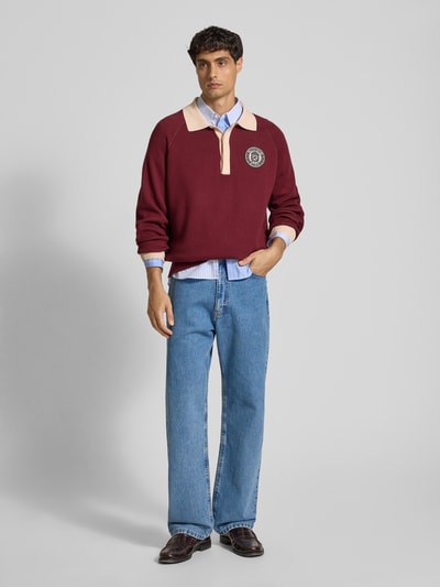 PROHIBITED Gebreide pullover met labeldetail Bordeaux - 1