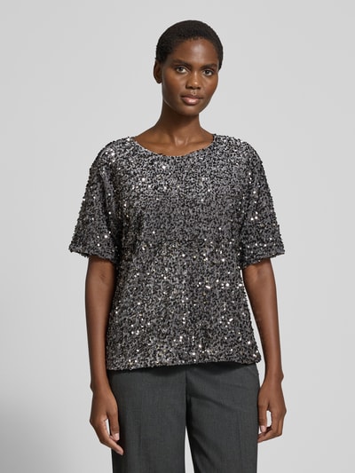 Vila Blusenshirt mit Paillettenbesatz Modell 'FAITH' Silber 4