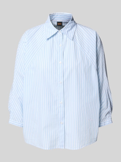 BOSS Orange Bluzka koszulowa o pudełkowym kroju z czystej bawełny Jasnoniebieski 2