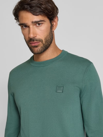 BOSS Orange Regular fit pullover van een mix van katoen en kasjmier, model 'KANOVANO' Lindegroen - 3