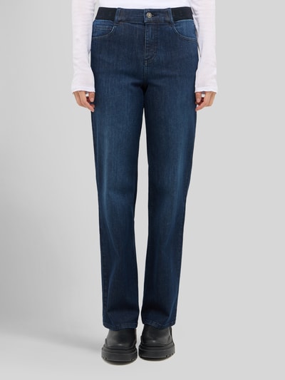 ANGELS High waist straight fit jeans met logo in band Donkerblauw - 4