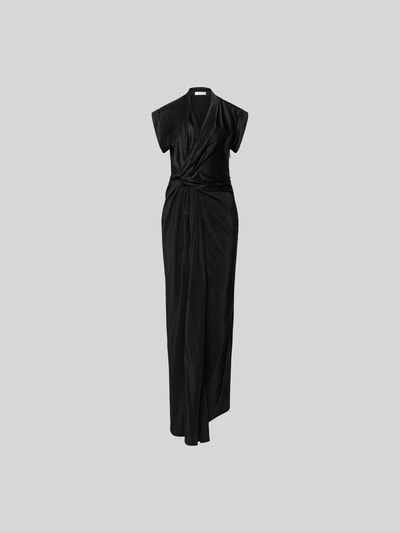 Produktfoto, schwarzes Midikleid aus Viskose-Mix von Victoria Beckham mit taillierter Passform, Raffungen und Reißverschluss, ärmellos