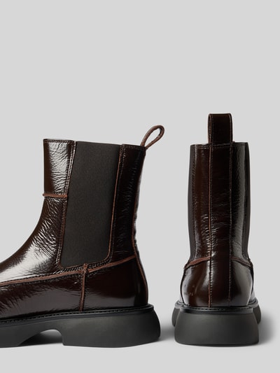 Productfoto, Boots met logodetail van Copenhagen in glanslook met afgeronde pasvorm, geprofileerde zool, hakhoogte maat 40: 4 cm, schachthoogte 17 cm, schachtbreedte 11 cm