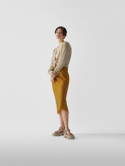 Rick Owens Midirock mit Bund in Ripp-Optik Senfgelb 1