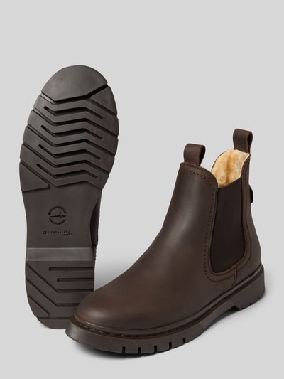 Tamaris Chelsea boots van echt leer Donkerbruin - 4