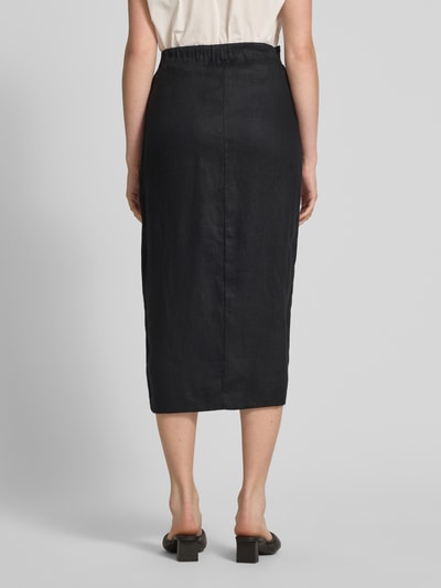 MANGO Regular Fit Midirock aus reinem Leinen Black 5