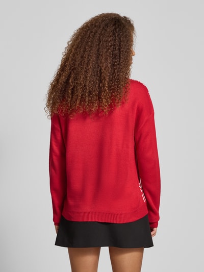 Only Regular fit gebreide pullover met kerstmotief, model 'TEDDY' Rood - 5