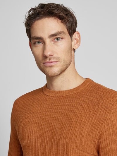 MCNEAL Strickpullover mit Strukturmuster Cognac Melange 3